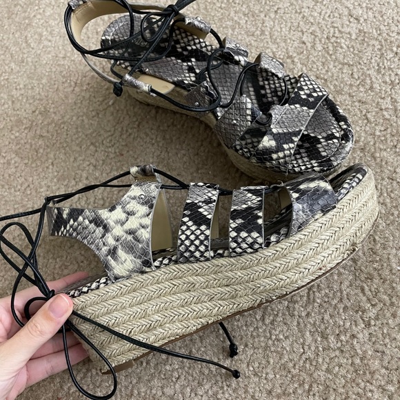 Michael Kors snakeskin espadrille lace up wedges - Picture 4 of 7